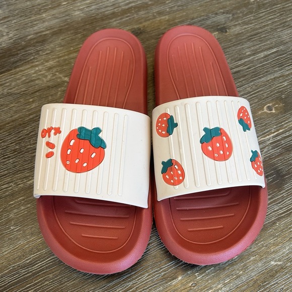 The Unbranded Brand Shoes - Strawberry EVA Slide Sandals Women's EU 38-39 US 7.5-8 White Red Summer